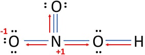 electrons attraction of bonds in HNO3